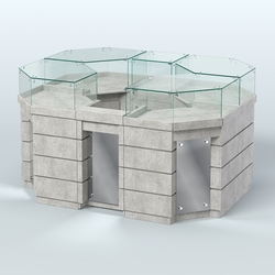 Торговый островок GOLD с зеркальным фасадом №1-1 (3,13 кв.м), Метрополитан Грей