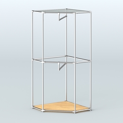 Угловой стеллаж Хром №6 с поручнями, Дуб Золотистый