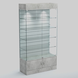 Витрина СЕТЬ №1-П с экономпанелью и полками, Метрополитан Грей
