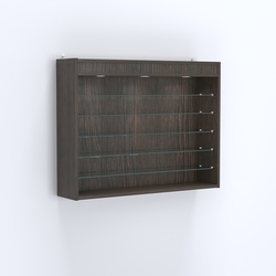 Витрина настенная №203-7Г открытая с пятью полками и фризом, Дуб Венге