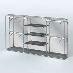 Торговая система ХРОМ (задняя стенка - зеркало) 3600 мм с тонированными полками и поручнями №5, Темно-Серый