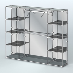 Торговая система ХРОМ (задняя стенка - зеркало) 2430 мм с тонированными полками и поручнями №11, Темно-Серый