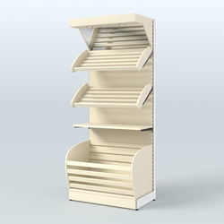 Стеллаж для хлеба и выпечки с нижней корзиной - накопителем и фризом Феникс №12ФК, Крем Вайс