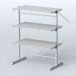 Система ЭЛЕГАНТ островная с шестью прямыми полками из ДСП №17а, Серый