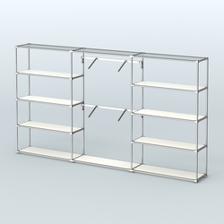 Торговая система ХРОМ без ДСП 3600 мм с полками ДСП и поручнями №6, Белый