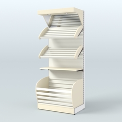 Стеллаж для хлеба и выпечки с нижней корзиной - накопителем и фризом Феникс №12ФК, Крем Вайс + Белый