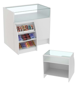 Торговый кассовый прилавок импульсных покупок малый с полками Импульс №3-1-450, Серый