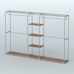 Торговая система ХРОМ без ДСП 3030 мм с полками ДСП и поручнями №4, Орех