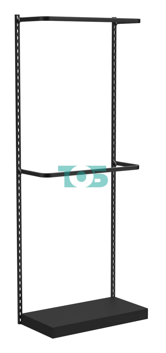 Настенная система с подиумом и П-образными поручнями для одежды ЛОФТ №1 (900мм) Черный