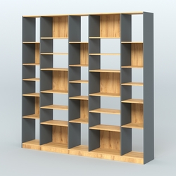 Стеллаж из ДСП серии ЛОФТ №17-2 с полками ДСП, Темно-Серый  + Дуб Золотистый