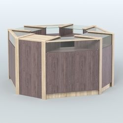 Торговый островок небольшой в стиле ЛОФТ №1 (4,72 кв.м), Ясень Анкор темный и Дуб Сонома