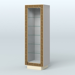 Низкая прямоугольная витрина с декором НБА-501, Серый + Крем Вайс