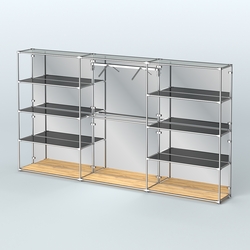 Торговая система ХРОМ (задняя стенка - зеркало) 3600 мм с тонированными полками и поручнями №9, Дуб Золотистый