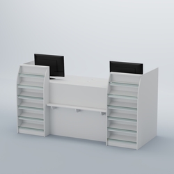 Ресепшен Атлант с фасадными наклонными полочками №3, Белый