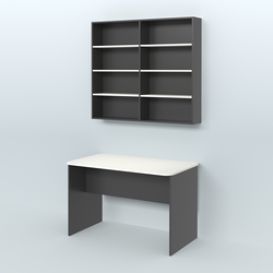 Распаковочный прямоугольный стол с антресолью для аптеки Р-02, Черный + Белый