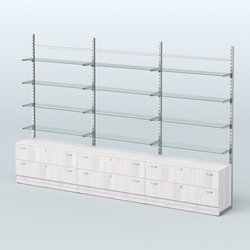 Система ЭЛЕГАНТ пристенная без ДСП №8 с тумбами Т-12 (3600 мм), Ясень Анкор светлый