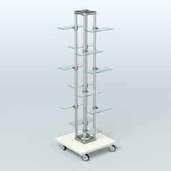 Торговый стенд для обуви с прозрачными полками ЛЕСЕНКА №1-2, Белый