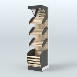 Стеллаж для хлеба и выпечки с нижней корзиной и фризом Феникс №4КФ, Черный + Дуб Сонома