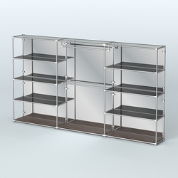 Торговая система ХРОМ (задняя стенка - зеркало) 3600 мм с тонированными полками и поручнями №1, Дуб Венге