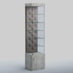 Высокая стеклянная витрина КАПИТОНЕ №502, Метрополитан Грей+15 Silver