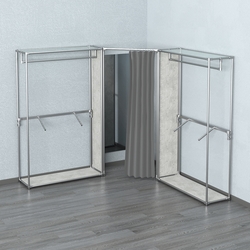 Примерочная с зеркалом из системы ХРОМ с поручнями №3-1, Метрополитан Грей