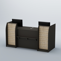 Ресепшен Атлант с фасадными наклонными экономпанелями №4, Черный + Дуб Сонома