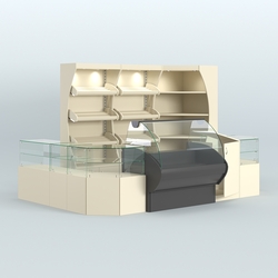 Угловой павильон с широкими прилавками для торговли хлебом и выпечкой №1, Крем Вайс