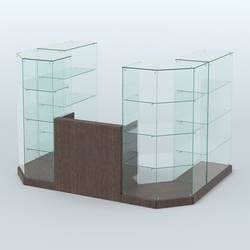 Торговый стеклянный павильон Абсолют №1 (открытый) (4.13 кв.м), Дуб Венге