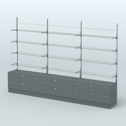 Система ЭЛЕГАНТ пристенная без ДСП №8 с тумбами Т-12 (3600 мм), Темно-Серый