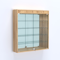 Витрина настенная №204-4А зеркальная с подсветкой, Дуб Золотистый