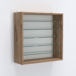 Витрина настенная №201-5Г открытая с пятью прозрачными полками, Дуб Канзас коричневый