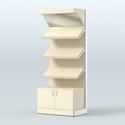 Стеллаж для хлеба и выпечки с тремя наклонными полками, накопителем и фризом Феникс №11ФН, Крем Вайс