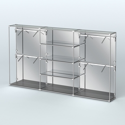 Торговая система ХРОМ (задняя стенка - зеркало) 3600 мм с зеркальными полками и поручнями №5, Черный