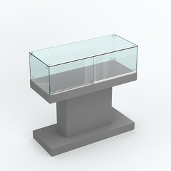 Стеклянный островной прилавок прямоугольный №1, Темно-Серый