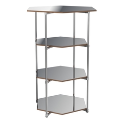 Торговый стенд ЗВЕЗДА с тремя шестигранными зеркальными полками №4, Орех