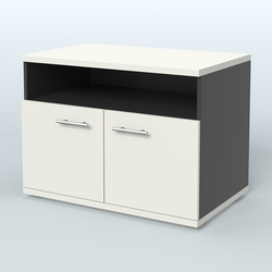 Тумба под оргтехнику, цвет дуб шамони темный, Черный + Белый