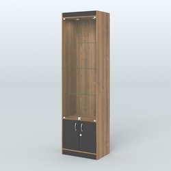 Витрина из ДСП с дверками для аптеки №2-400-1, Орех + Черный