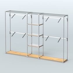 Торговая система ХРОМ без ДСП 3030 мм с зеркальными полками и поручнями №8, Дуб Золотистый