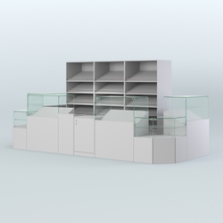 Пристенный павильон с прилавками и стеллажами для торговли хлебом и выпечкой №5, Серый