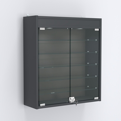 Витрина настенная №201-7А с пятью полками из стекла и верхней подсветкой, Антрацит