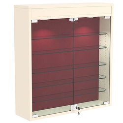 Настенная витрина с бархатом серии БАРОН №1-3А (пять полок), Крем Вайс + 07 Red