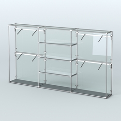 Торговая система ХРОМ (задняя стенка - стекло) 3600 мм с зеркальными полками и поручнями №5, Темно-Серый