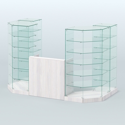 Торговый стеклянный павильон Абсолют №8 (открытый) (3 кв.м), Ясень Анкор светлый