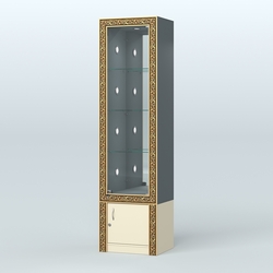 Витрина с декором и диодной подсветкой №ВБА-4С, Темно-серый и Крем Вайс U2601-U2236