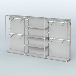 Торговая система ХРОМ (задняя стенка - ДСП) 3600 мм с полками ДСП и поручнями №5, Серый