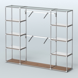 Торговая система ХРОМ без ДСП 2430 мм с зеркальными полками и поручнями №7, Орех