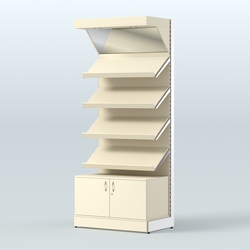 Стеллаж для хлеба и выпечки с четырьмя наклонными полками, накопителем и фризом Феникс №13ФН, Крем Вайс