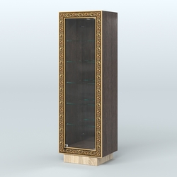 Низкая витрина с декором и пятью прозрачными полками НБА-503, Дуб Венге + Дуб Сонома