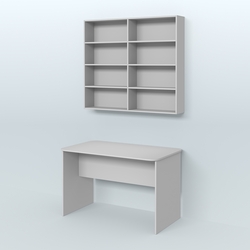 Распаковочный прямоугольный стол с антресолью для аптеки Р-02, Серый