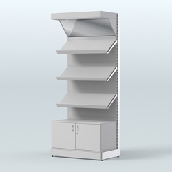 Стеллаж для хлеба и выпечки с тремя наклонными полками, накопителем и фризом Феникс №11ФН, Серый